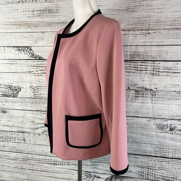 Nine West Blazer Jacket Mauve Pink Black Open Front Career Professional Church - Picture 8 of 10